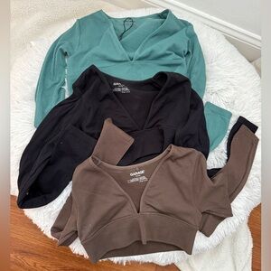 Garage Women's Ribbed Crop Tops - Teal, Black, Brown